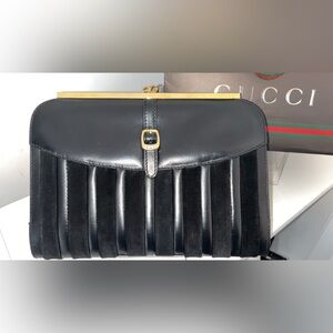 Rare Vintage Gucci Black Pelle Marrone Clutch